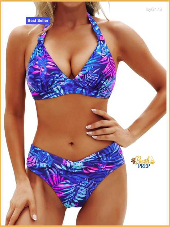Other - Halter Push Up Bikini Set Two Piece Vintage Swimsuit